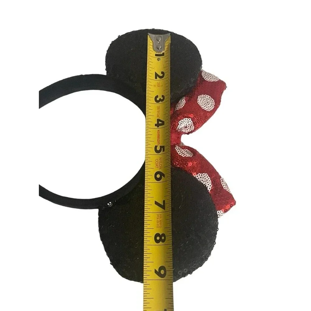 Disney Parks Minnie Mouse Classic Red Bow Black Ears Sequin Headband